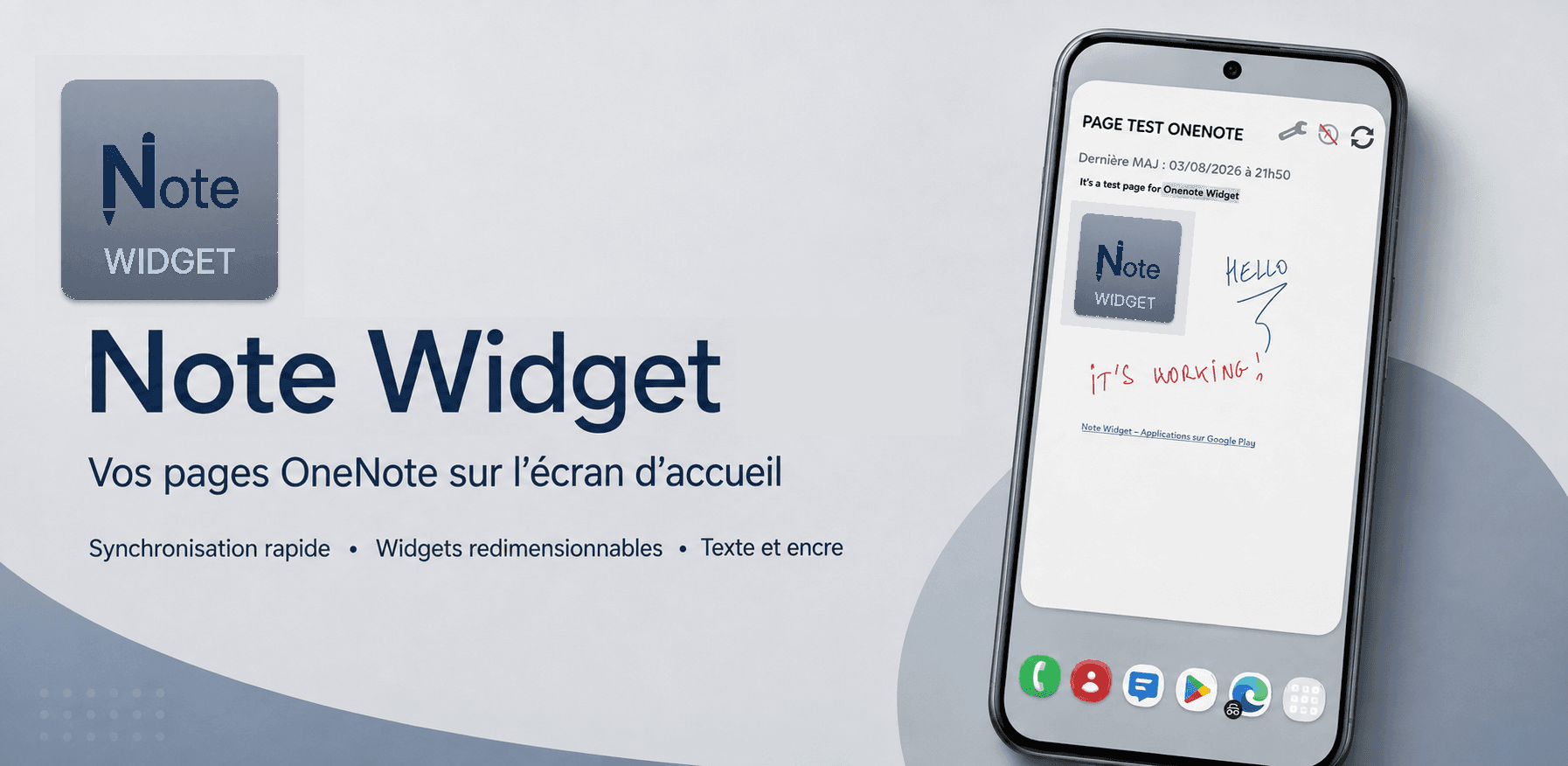 Note Widget — presentation with widget on an Android phone